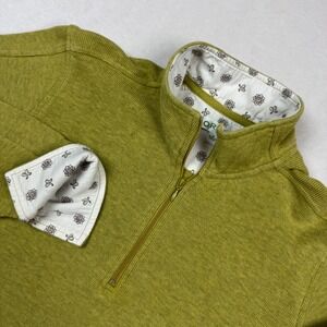 Orvis Men's 1/4 Zip Pullover Sweatshirt Green M Cotton Floral Trim Collar Casual